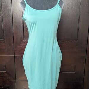 Chic Teal Spaghetti Strap Dress